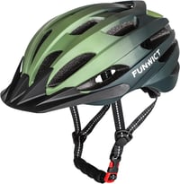 FUNWICT Könnyű Kerékpáros Bukósisak Felnőtteknek - L Méret Állítható MTB Hegyi Biciklis Sisak Levehető Napellenzővel, 57-61 cm, Sötétzöld 1