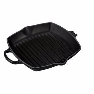Grill din fontă Le Creuset Signature pătrat 26 cm negru mat — defect, funcționalitate parțială: mâner rupt (stare: vezi a 2-a fotografie)