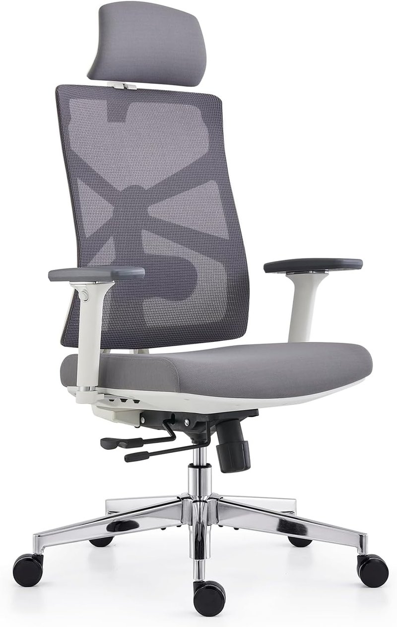 HOLLUDLE Ergonomikus Irodai Szék Állítható Háttámlával és Fejtámlával, Fehér