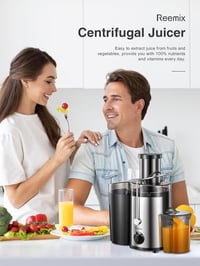 Reemix 800W-os rozsdamentes acél gyümölcs- és zöldségprés, 2 sebességgel 6