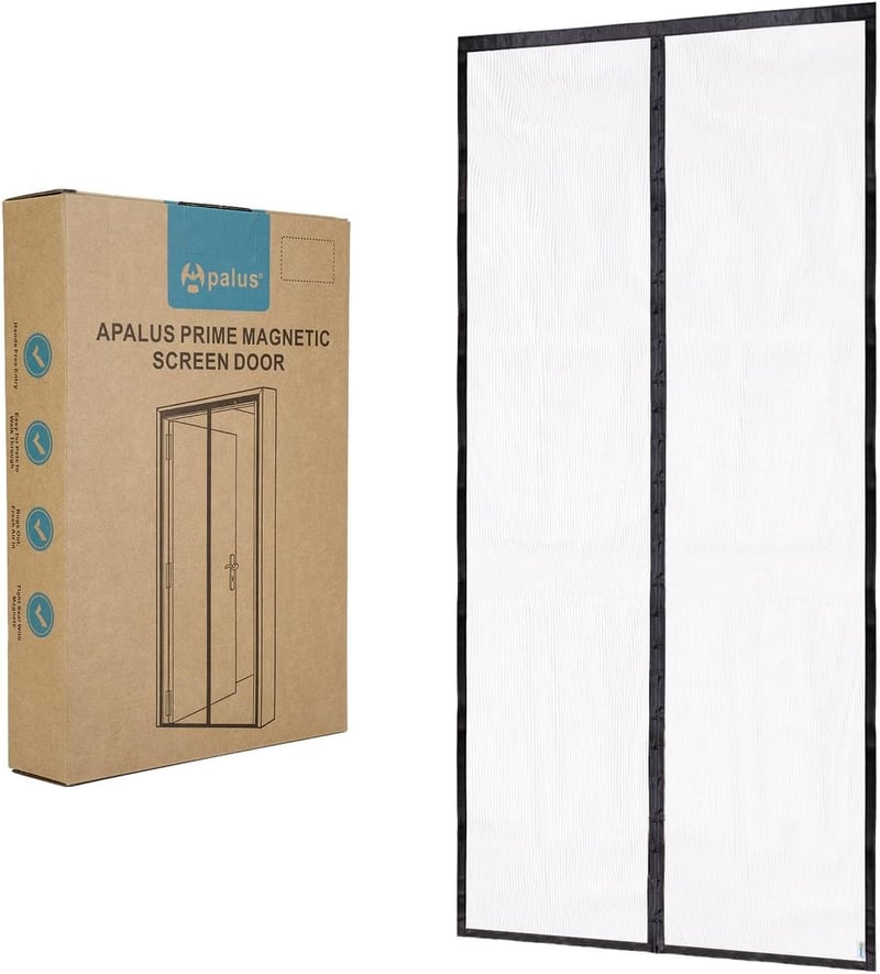 Apalus Prime Mágneses Szúnyogháló Ajtóra 120x210 cm - Átlátszó, Szakadásálló, Időjárásálló Rovarháló Erkélyajtóra Erős Mágnesekkel és 3,8 cm