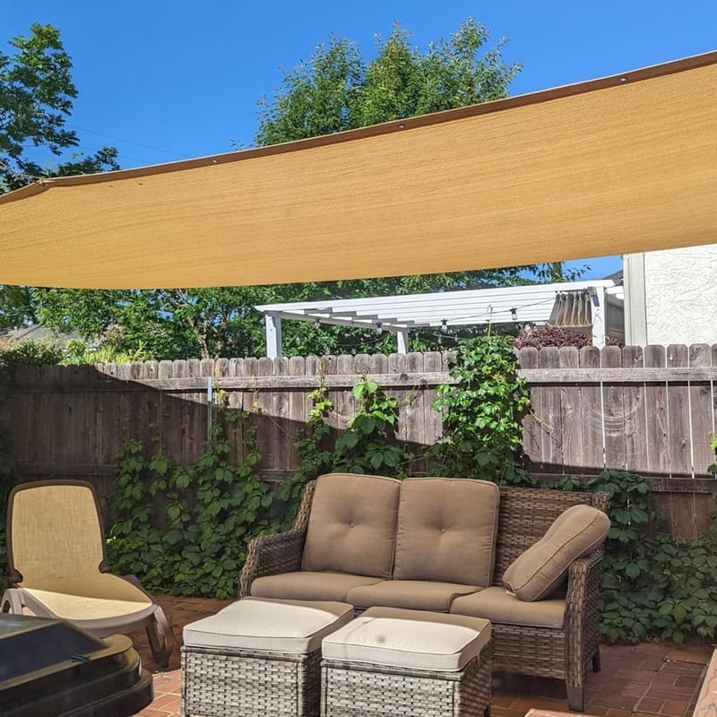 Vocray Árnyékoló Háló 3,5x3,5m - 90% UV Védelem, Légáteresztő Napvédő Háló Szemekkel, Pergola, Terasz, Erkély, Kocsibeálló és Medence Takará