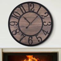HAITANG Nagy Falióra 60 cm - Csendes, Elemmel Működő Fa Falióra Nappaliba, Hálószobába, Irodába - Modern Fekete Retro Dekoráció 2
