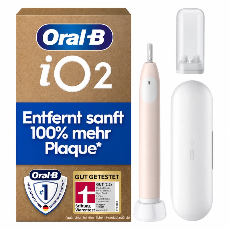 Oral-B iO Series 2 Elektromos Fogkefe, Rózsaszín, 3 Tisztítási Mód, Utazótok, Braun — Oral-B fogkefefej nélkül (állapot: lásd a 2. képet)