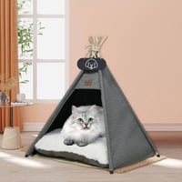 Mooipet Tipi Sátor Kisállatoknak Kétoldalú Párnával - Mosható Kisállat Ház Kutyáknak, Macskáknak, Nyulaknak, 60x60x70 cm, Szürke 5