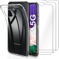 Samsung Galaxy A22 5G átlátszó szilikon tok + 3db fólia, ütésálló 1