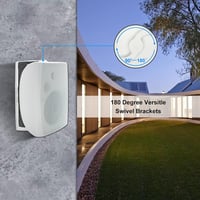 Herdio 6,5" Vízálló Kültéri Hangszórópár - 400W Passzív Fali Hangszóró Erőteljes Basszussal Teraszra, Medencéhez, Kertbe (Fehér) 8