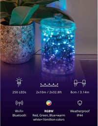 Twinkly 250 LED RGB okos fényfüzér, kültéri-beltéri, HomeKit/Alexa/Google kompatibilis, 20m 8