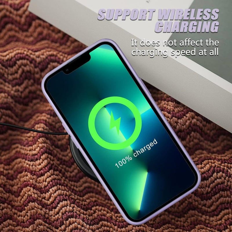 iPhone 13 Pro Max Lila Szilikon Tok Fehér Szívecskékkel - Ütésálló, Lányos