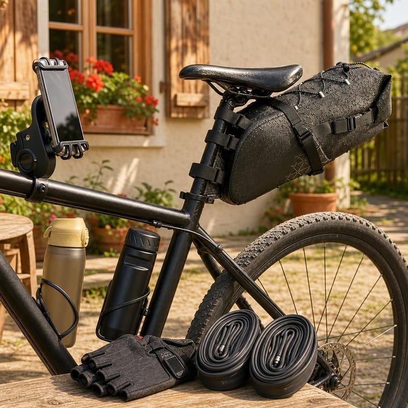 Paket za biciklističke ture: torbica za alat + 2 zračnice + 11L torba + 500ml boca + držač mobitela