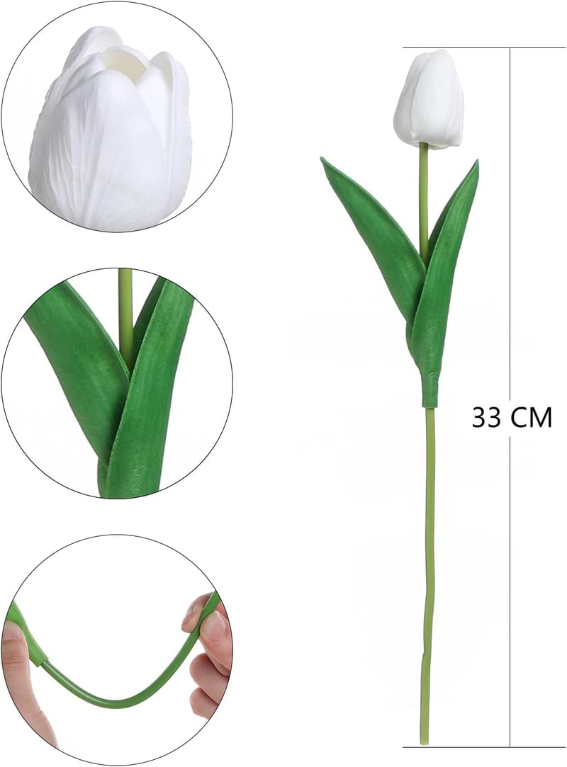 Anaoo 24 db Fehér Latex Műtulipán - Esküvői és Otthoni Dekoráció