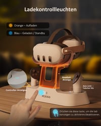 NexiGo LED-es töltőállomás Oculus Quest 3-hoz, Elite pánttal kompatibilis - Fehér 3