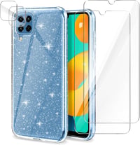 Samsung Galaxy M32 Átlátszó Csillámos Tok Kameravédővel 1