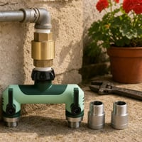 Set za hitne popravke cijevi: nepovratni ventil + dvokraki razdjelnik + 2x navojni adapter 1