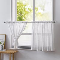 NSXIN Fehér Félátlátszó Vitrázs Függöny Szett Konyhába, Nappaliba - 60x90 cm, 2 db 2
