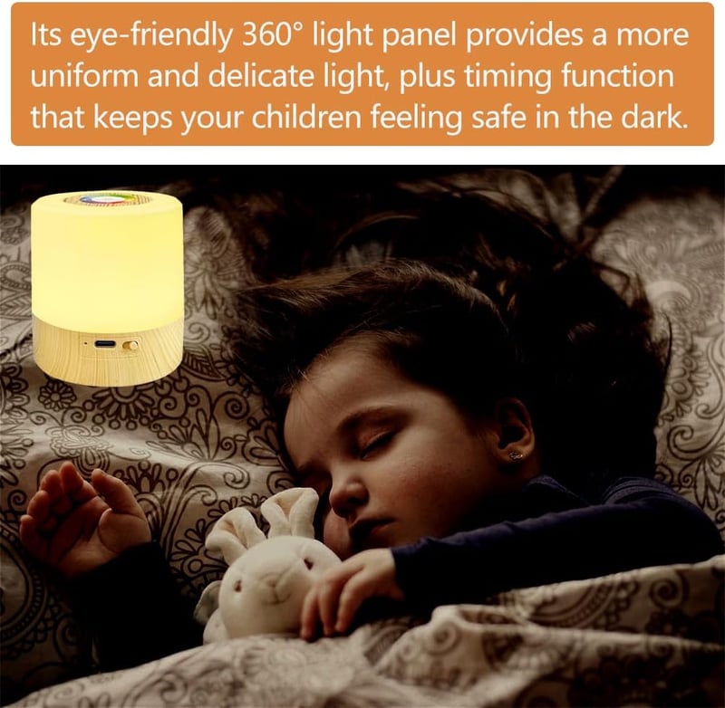 TIYUPA Mini LED Éjjeli Lámpa - Érintésvezérelt, Tölthető, Hordozható Hangulatvilágítás, 5 Fényerőszint, RGB Színváltás, Időzítő, Gyerekszobá