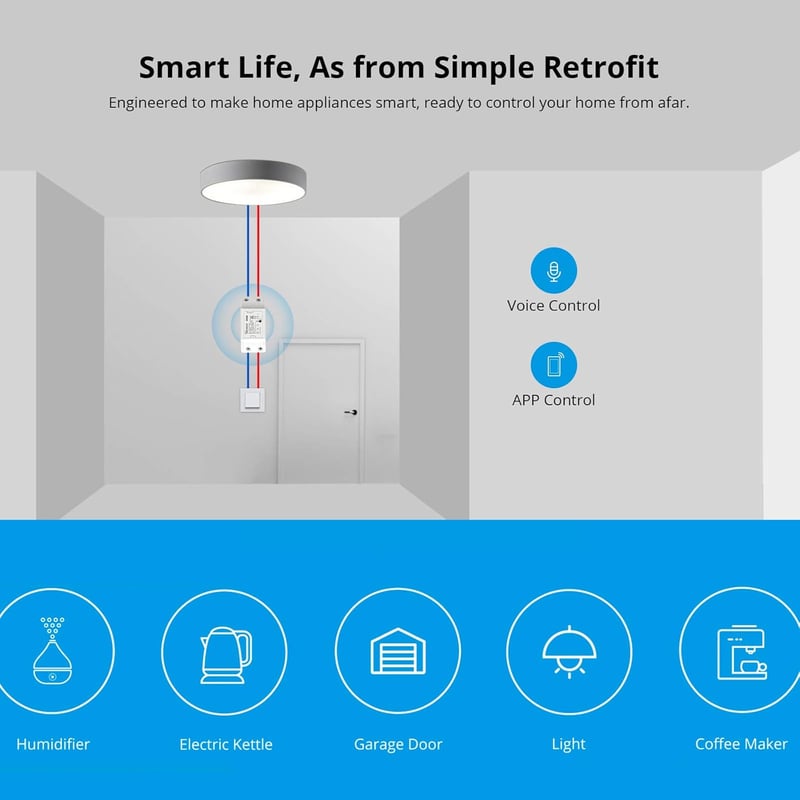 SONOFF BASICR2 5db Okos WiFi Kapcsoló - Alexa és Google Home Kompatibilis