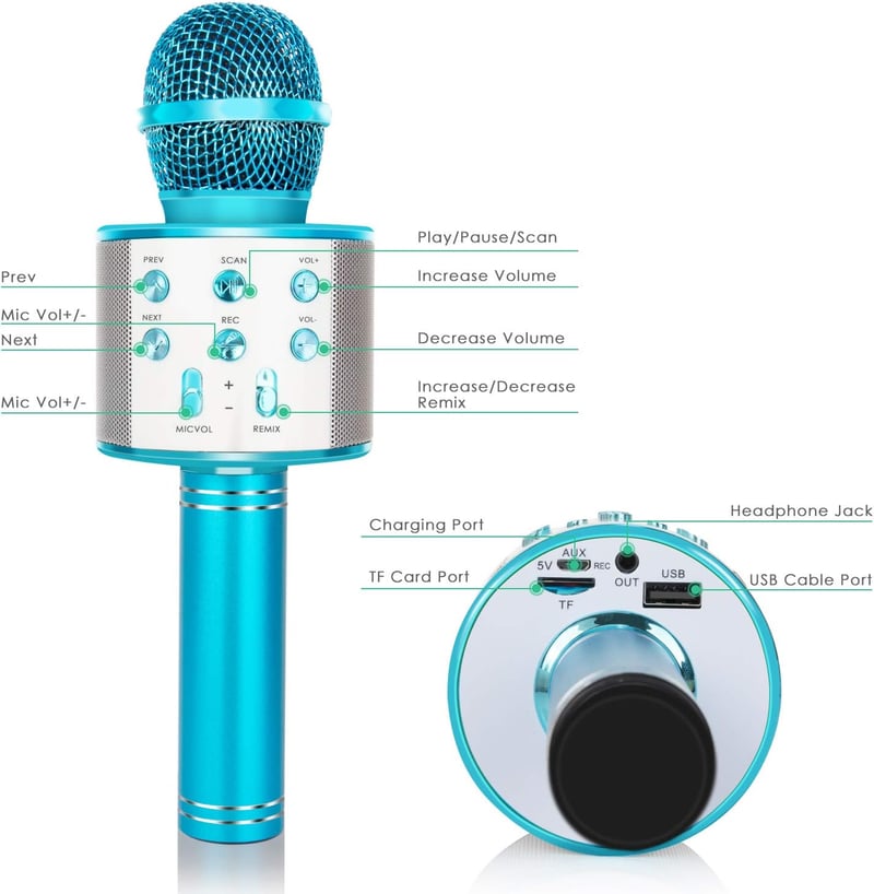 KIDWILL 5 az 1-ben Bluetooth Karaoke Mikrofon Hangszóróval és FM Rádióval, Gyerekeknek és Felnőtteknek