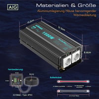 GIANDEL 1500W Színuszos Inverter 12V-230V Feszültségátalakító Távirányítóval és USB Portokkal Lakóautóhoz, Teherautóhoz és Személygépkocsiho 4