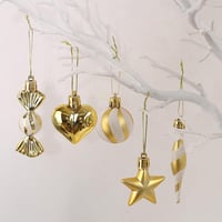 HERZONE Karácsonyi Függődíszek Szett - 13 db Arany Műanyag Dísz Karácsonyfára, Koszorúra - Gömbök, Csillagok, Hóember, Szívek, Jégcsapok 4