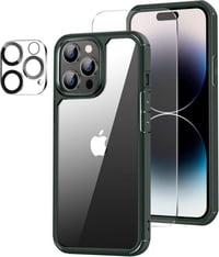 iPhone 14 Pro Max Ütésálló Védőtok Képernyő- és Kameravédővel - Zöld 1