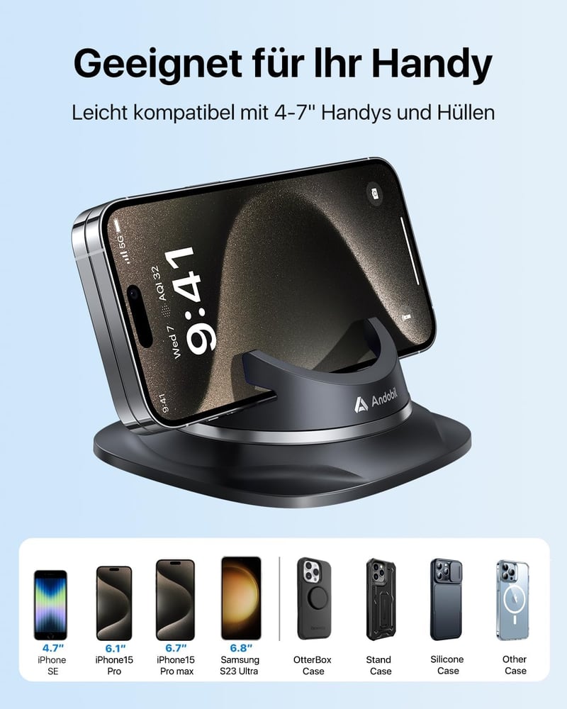 andobil 2025 Műszerfali Telefontartó Autóba - Erős Tapadású Mobiltelefon Tartó iPhone 16/15/14/13/12/11 és Samsung S24/S23 Készülékekhez