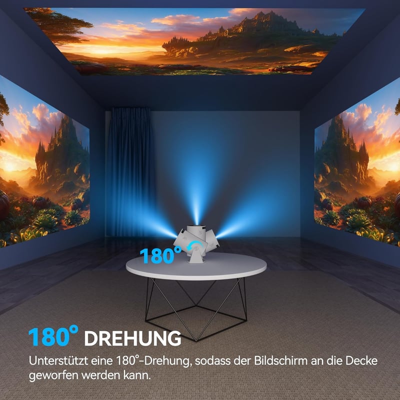 Aubor Mentech HY300Pro Mini Projektor WiFi 6 és Bluetooth - 180° Forgatható Hordozható Vetítő 720P Natív Felbontás, 4K Támogatás, Android 11