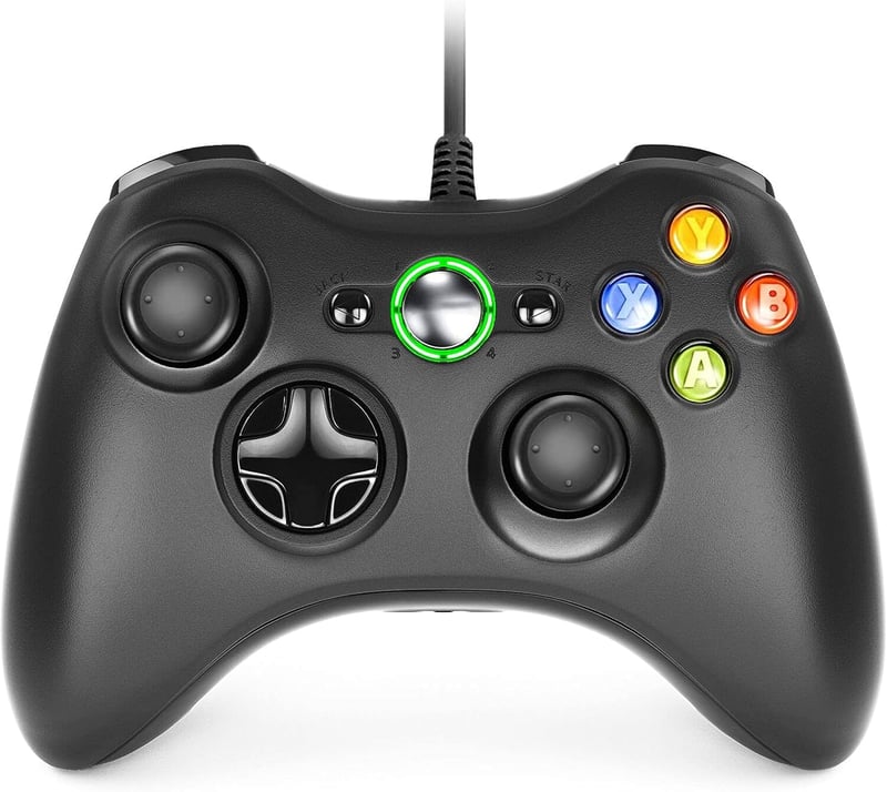 Dhaose Xbox 360 Vezetékes Kontroller PC Windows 7/8/10 Kompatibilis, Ergonomikus Gamepad Kettős Vibrációval, USB Csatlakozás, Plug and Play