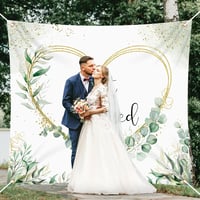 Óriás Esküvői Szív Kivágáshoz 200x180cm - Just Married Lepedő 2 Ollóval 7