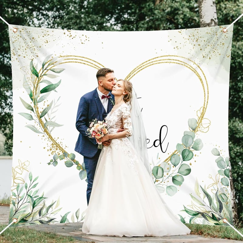 Óriás Esküvői Szív Kivágáshoz 200x180cm - Just Married Lepedő 2 Ollóval