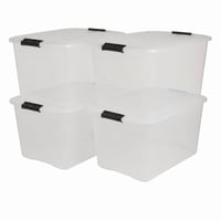 Iris Ohyama TB-45 prozirna kutija za pohranu s poklopcem 45L, set (nepotpuno: nedostaju 2 kutije i 5 poklopaca), kopče za zatvaranje, slaganje jedna na drugu — set od 4 komada 1