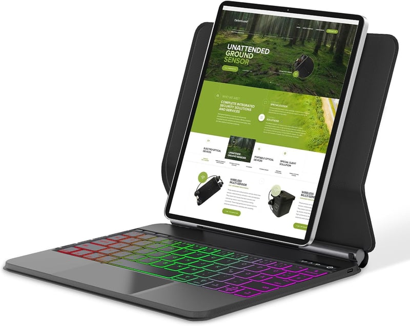 FOGARI Bluetooth Billentyűzet iPad Air 11/5/4 és Pro 11 Modellekhez - QWERTZ Touchpad, 7 Színű Háttérvilágítás, Fekete