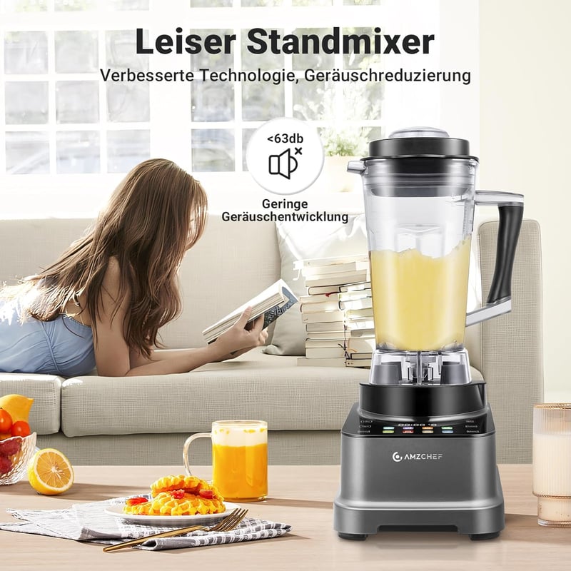 AMZCHEF 8 az 1-ben Multifunkciós Turmixgép 2000W | LCD Érintőképernyős Konyhai Mixer 2L Tartállyal | 8 Intelligens Program és 10 Sebességfok