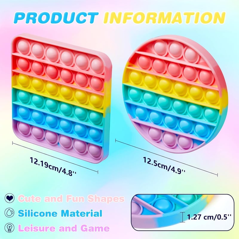 HOUT Szivárvány Pop It Fidget Szett - Stresszoldó Buborékos Játék Autizmussal Élőknek (2 db)