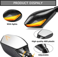 PSLER Karbon LED Irányjelzős Visszapillantó Tükör Szett Sportmotorokhoz - Időjárásálló ABS Ház, Acél Tengely, Egyszerű Felszerelés 4