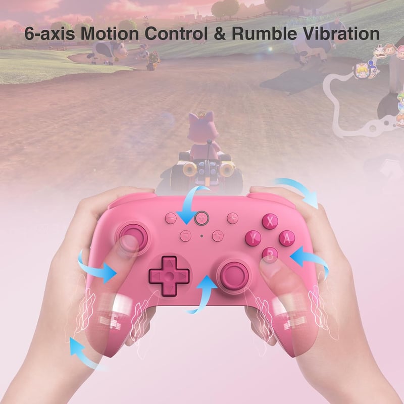8bitdo Ultimate 2C Bluetooth Kontroller Nintendo Switch-hez - Rózsaszín, Hall-Effekt Joystick, Programozható Gombok, 15 Órás Üzemidő, Mozgás