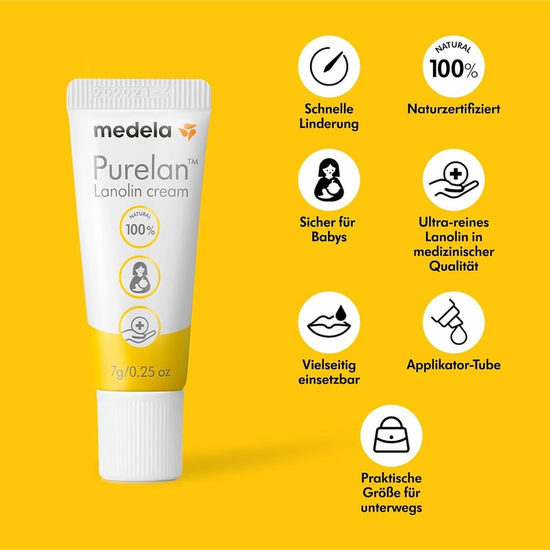 Medela Purelan Lanolin Mellbimbóápoló Krém 7g - Gyors Segítség Szoptatás Alatt, Természetes, Hipoallergén, Illatmentes Utazási Kiszerelés