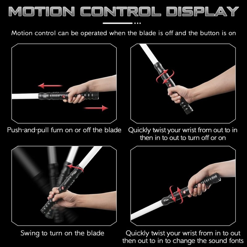 Duel Lightsabers Fénykard Felnőtteknek - Fém Markolatú, 44 Hüvelykes, Mozgásérzékelős, 16 Hangeffekttel, Nehéz Párbajokra, Fekete