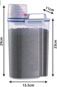 PIQIUQIU 2 literes légmentes állateledel tároló edény mérőpohárral 2