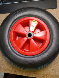 Roată de roabă Relaxdays 4.80/4.00-8, cauciuc plin, jantă din plastic, fără pană, max. 100 kg, negru-roșu, utilizat 2