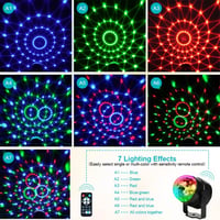 URAQT Disco Fény, 360° Forgó Parti Lámpa, 7 RGB Színnel, Hangvezérelt, Távirányítóval - Diszkó Világítás KTV, DJ, Buli, Bár, Otthoni Használ 3