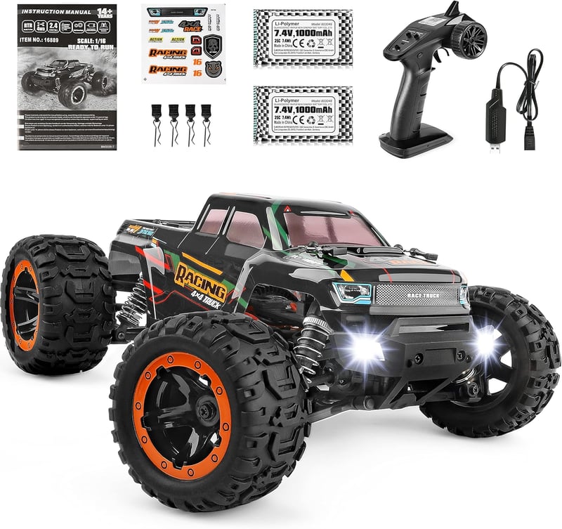 HAIBOXING 1:16 Távirányítós Monster Truck - 36 km/h Vízálló RC Autó Terep Játék, Gyerekeknek és Felnőtteknek, 2.4 GHz Vezérlés, 280 Láb Ható