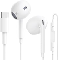 USB-C vezetékes fülhallgató mikrofonnal – iPhone 15, Samsung S24/S23, iPad és más készülékekhez, HiFi sztereó hangzás, fehér 1