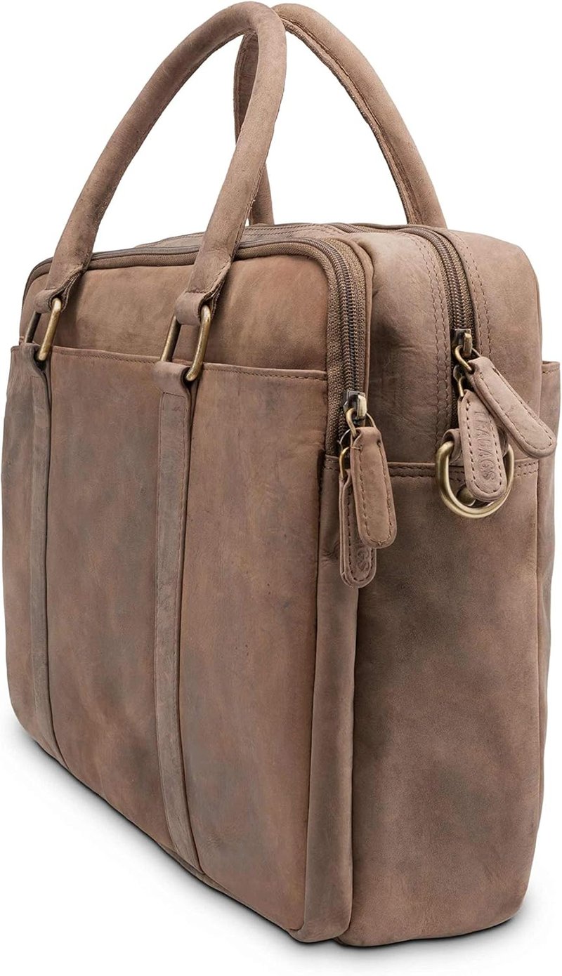 LEABAGS Istanbul Vintage Bőr Válltáska 16" Laptophoz, Unisex