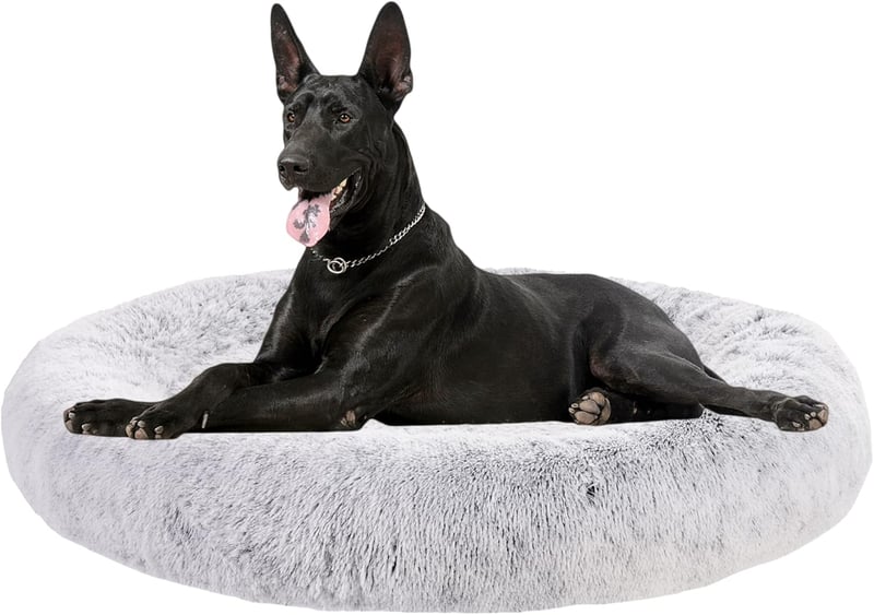 Kerek, mosható, ortopéd kutyaágy - 120 cm, világosszürke donut kutyafekhely