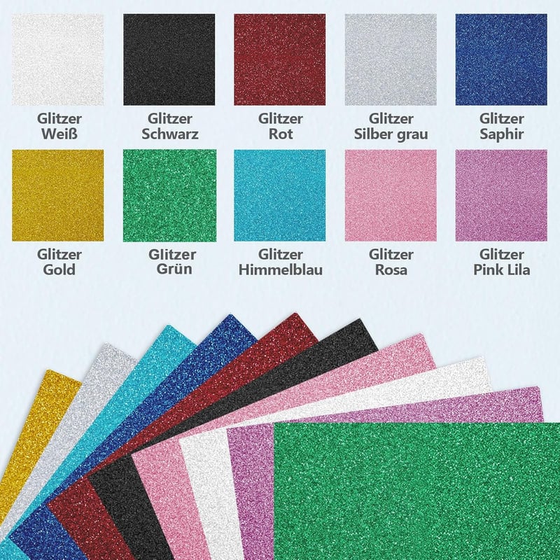 NANAPLUMS Glitteres Vasalható Vinyl Fólia - 30,5x25,4 cm Hőtranszfer Textil Fólia DIY Pólókhoz, 10 Csillogó Színben