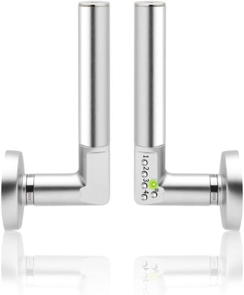 Assa Abloy Digitális Ajtókilincs PIN Kódzárral - Beltéri Ajtófogantyú Rozsdamentes Acélból - Ezüst Matt Kivitel - Elemmel