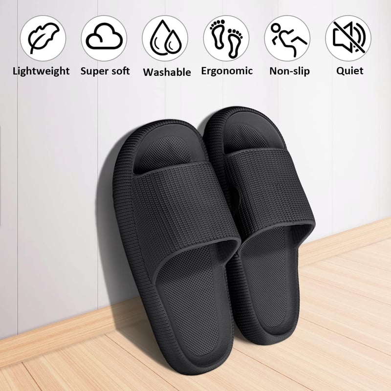 Cozislides Felhő Papucs - Puha, Csúszásmentes Unisex Nyári Papucs Fekete 40/41