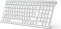 iClever BK10 Bluetooth Billentyűzet - Újratölthető, 3 Eszköz Csatlakoztatás, AZERTY, Ultravékony, Fehér, Mac/iPad/iPhone/PC Kompatibilis 1