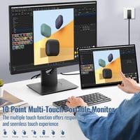 Prechen 18,5" Hordozható Érintőképernyős Monitor - 1080P FHD IPS, 99% sRGB, HDR, USB-C/HDMI, VESA, 180° Állítható, Laptop/PC/PS5/Xbox Kompat - black 3